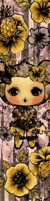 Free kawaii bookmark featuring a kid standing with yellow flowers